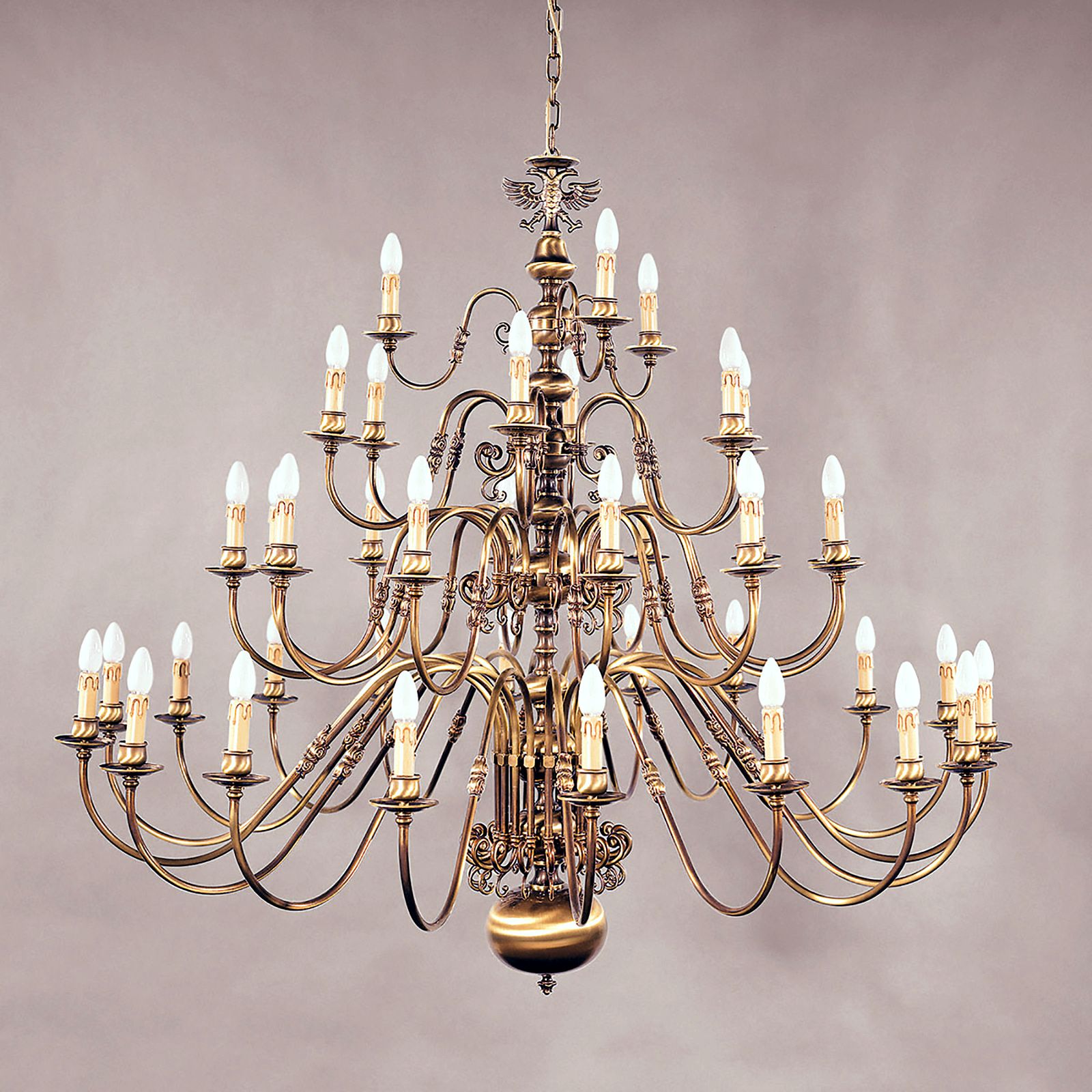 Chandelier Flemish Style 10 Lamps Antique Brass Finish