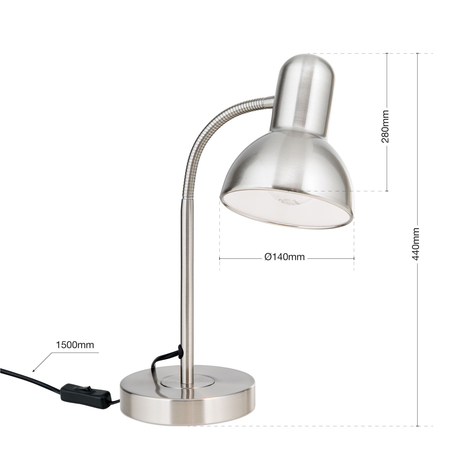 Dimmable Bendable Neck Bedside Reading Light /Desktop Lamp with LED Head  Touch Control (B1)