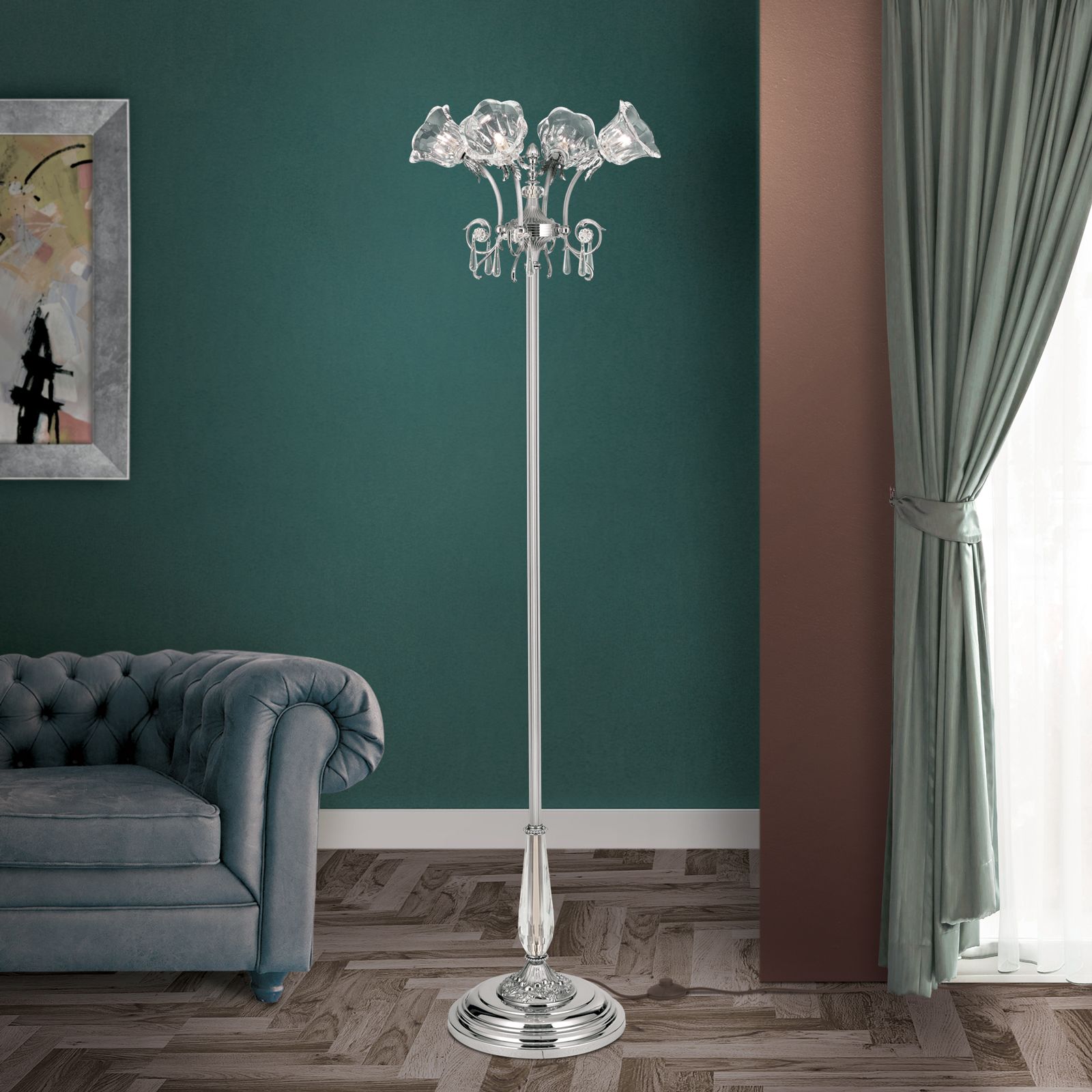 Floor lamp LA BOHEME, antique silver