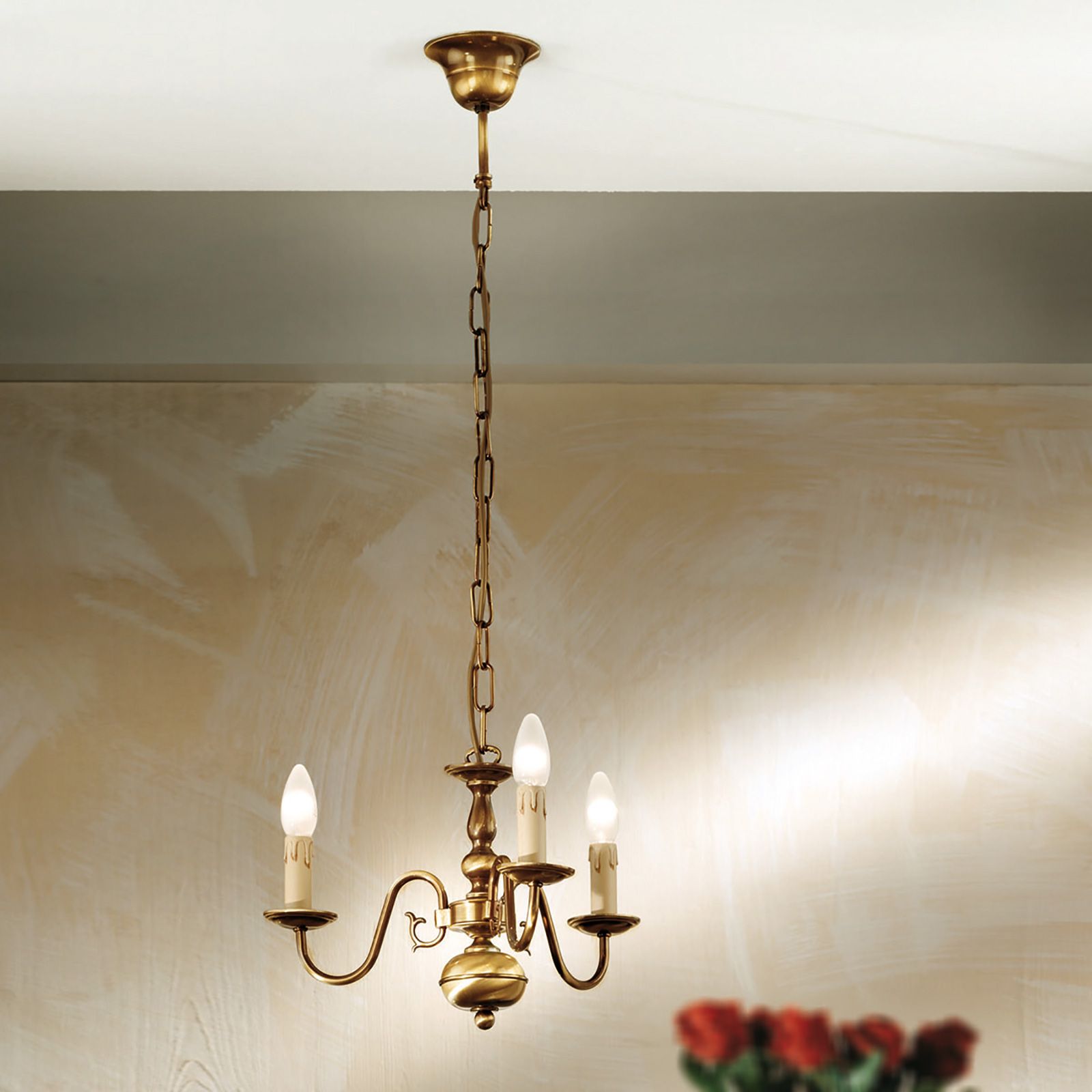 Chandelier FLÄMISCH, 3-lamps, patina