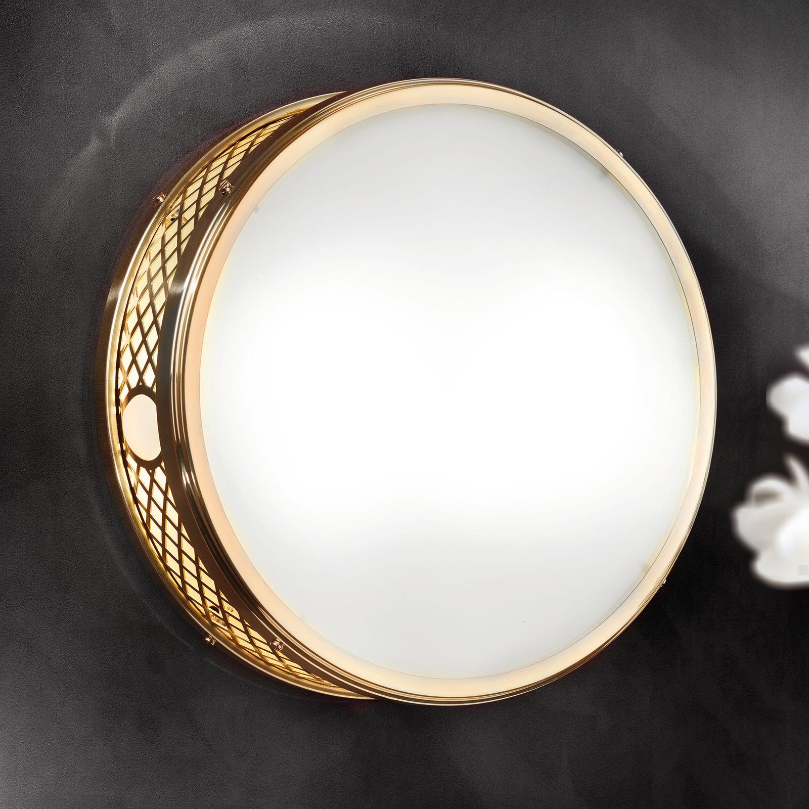 Runde Deckenleuchte ALT WIEN, Messing glänzend, 33cm