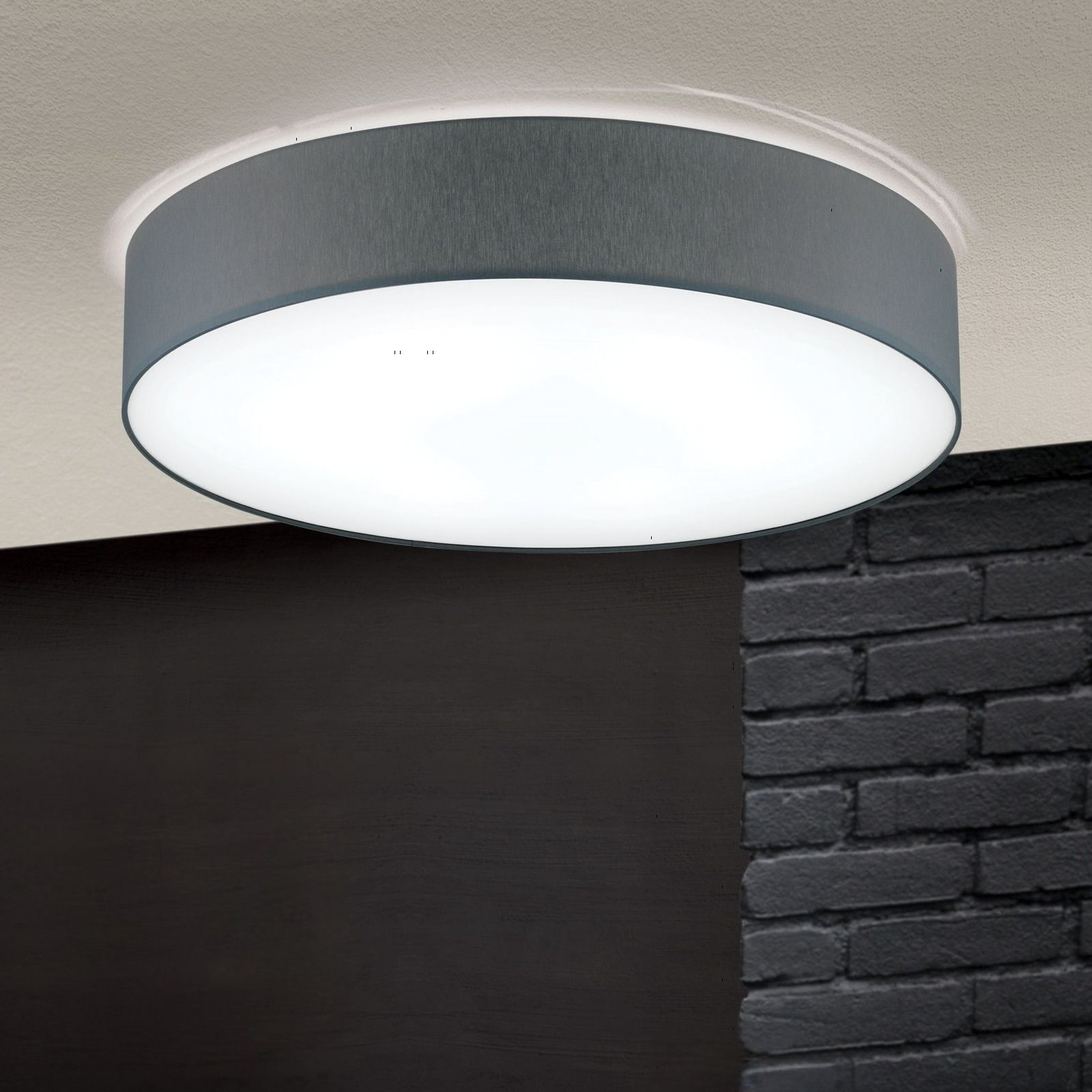 LED-Deckenleuchte SHADE, mit zylindrischem, grauem Schirm, Ø 80cm