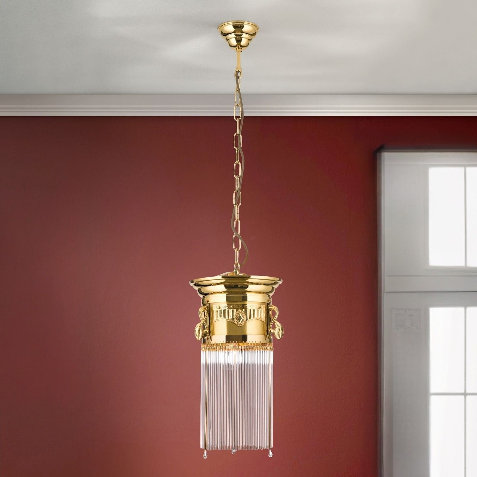 Hängeleuchte ADELE, Gold, mit Stäbchen, 26cm