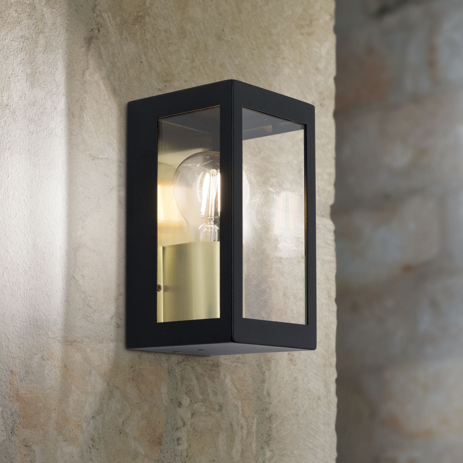 LUMINA outdoor wall light, black brass