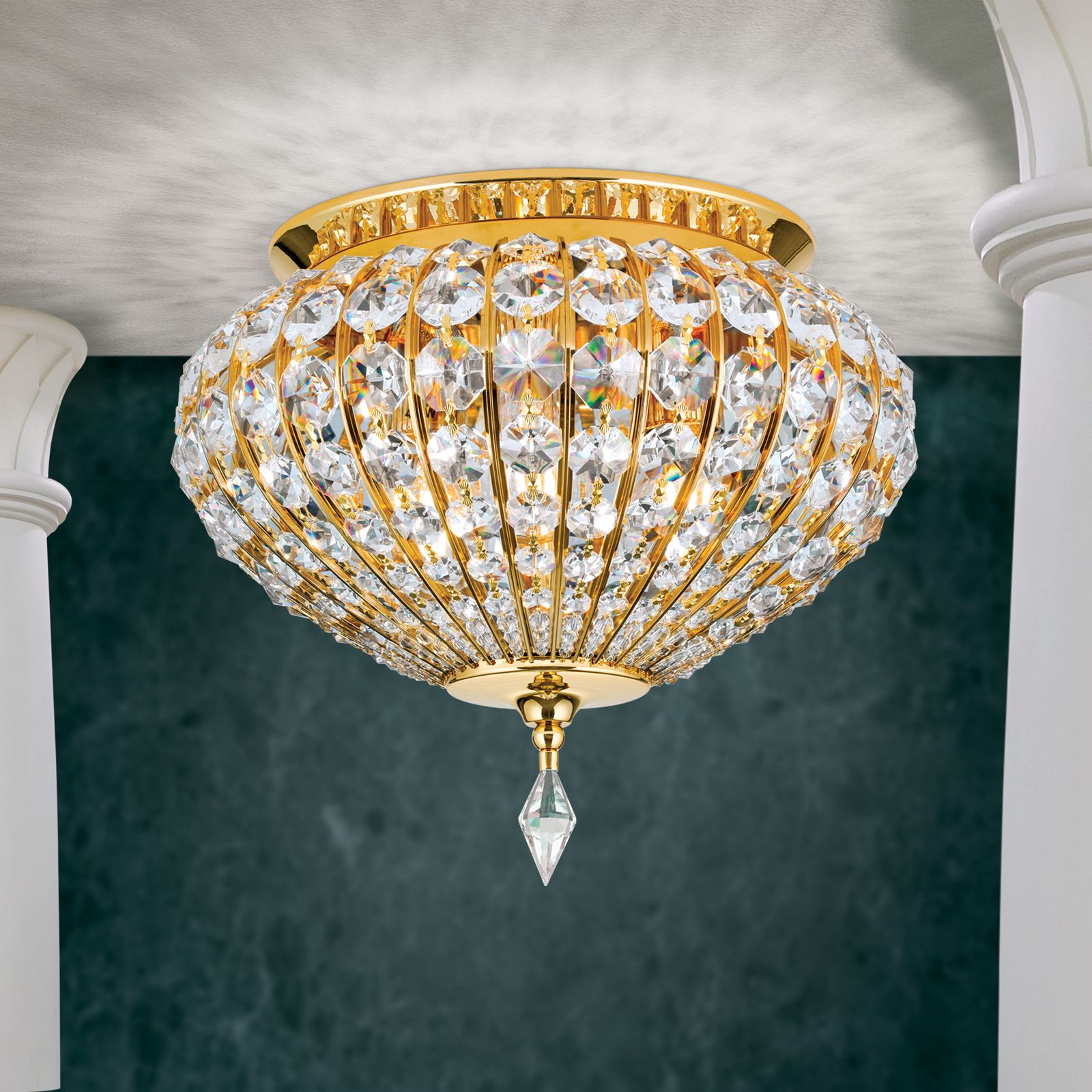 Ceiling light ORIENTAL, gold, 34cm