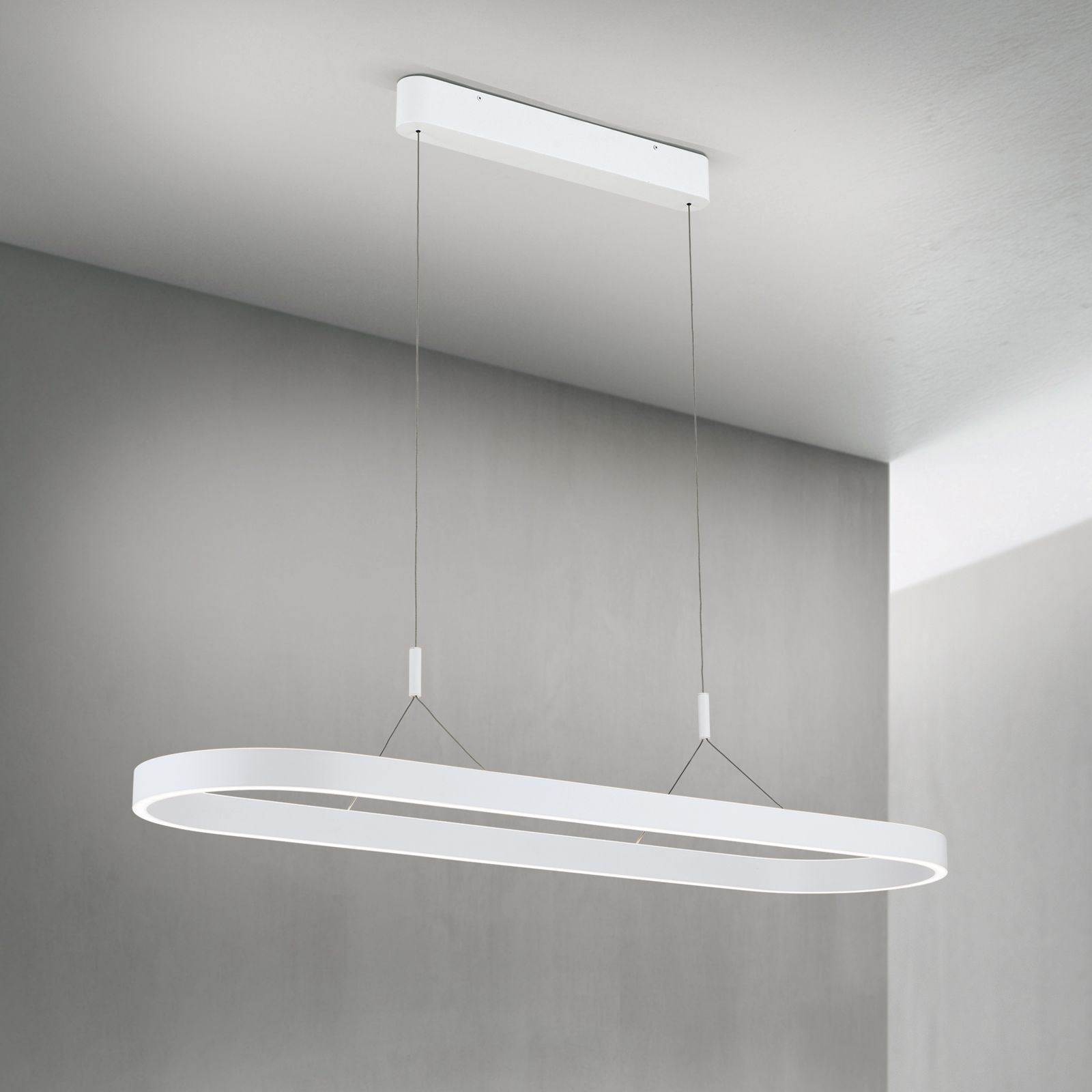 LED pendant lamp CARRARA, 120 cm, white