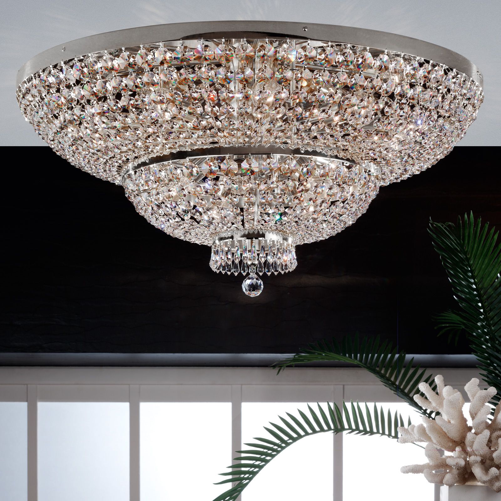 Ceiling chandelier SHERATON, chrome, 105 cm