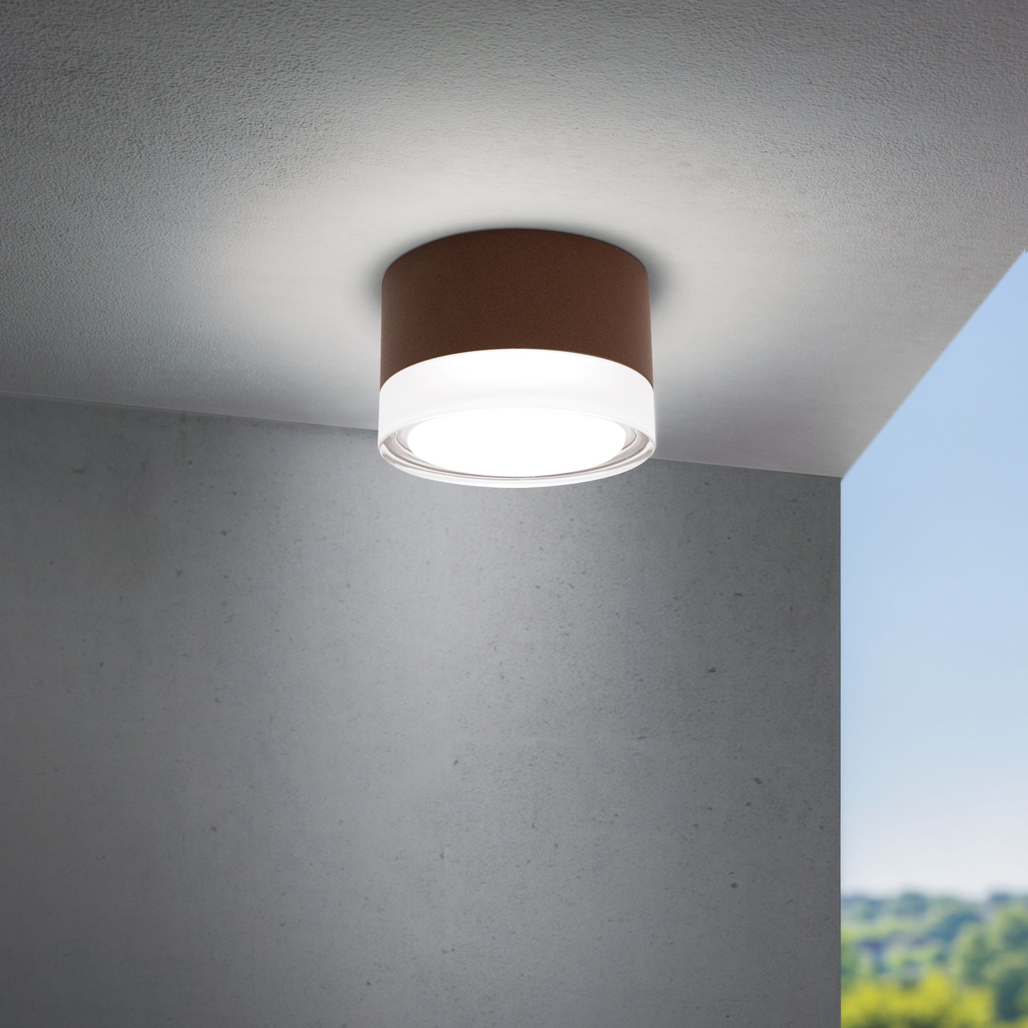 AREK LED ceiling light, Ø 12 cm, corten