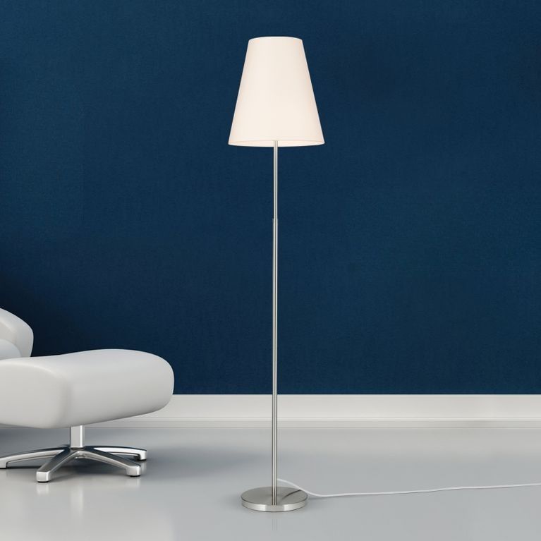 Floor lamp SHADE, satinated, height adjustable, with conical white shade