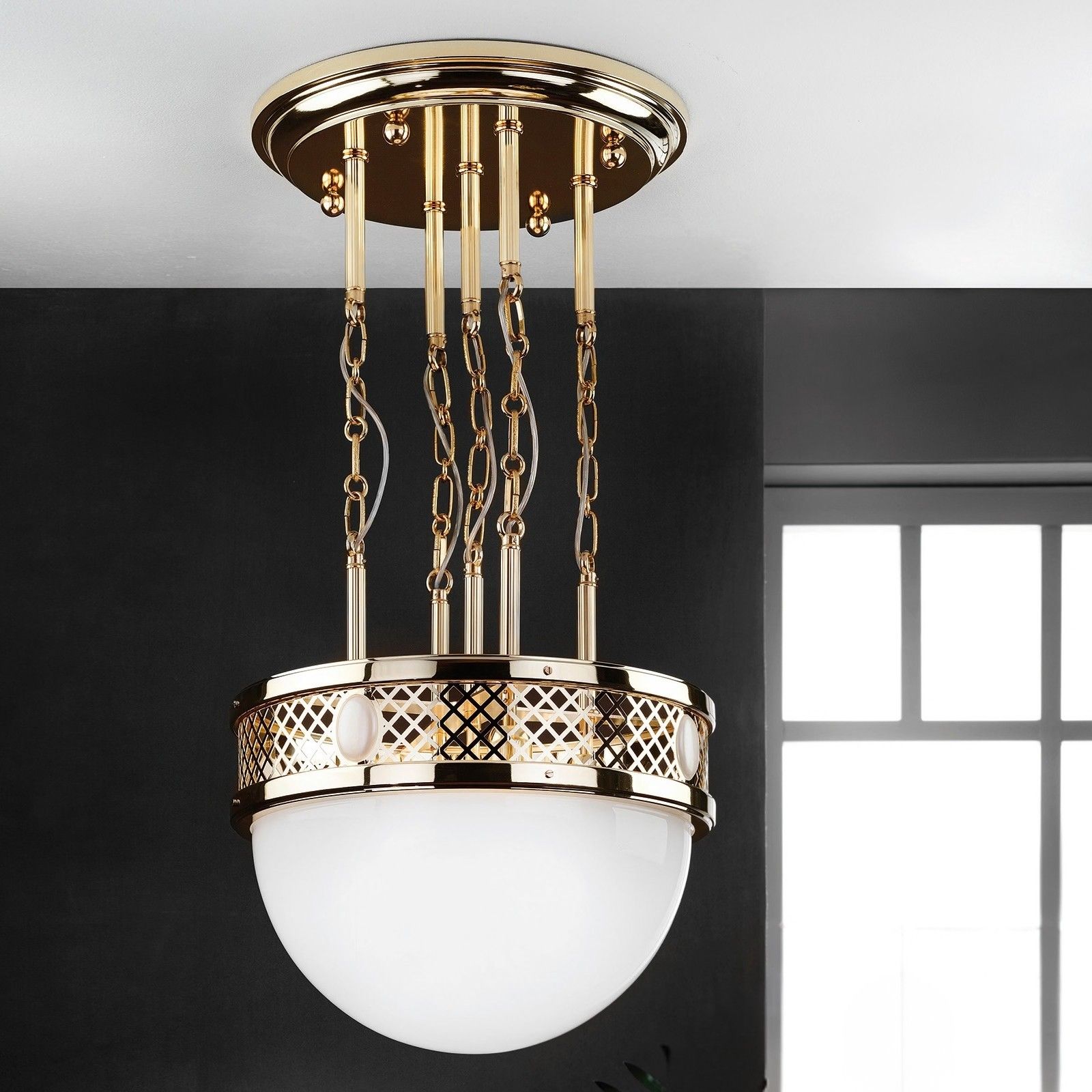 Pendant lamp ALT WIEN, shiny brass, 46cm