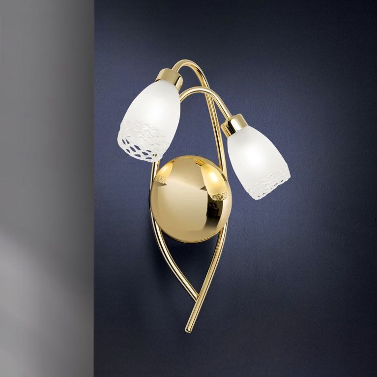 Wandleuchte CARLA, 2-flammig, Messing glänzend