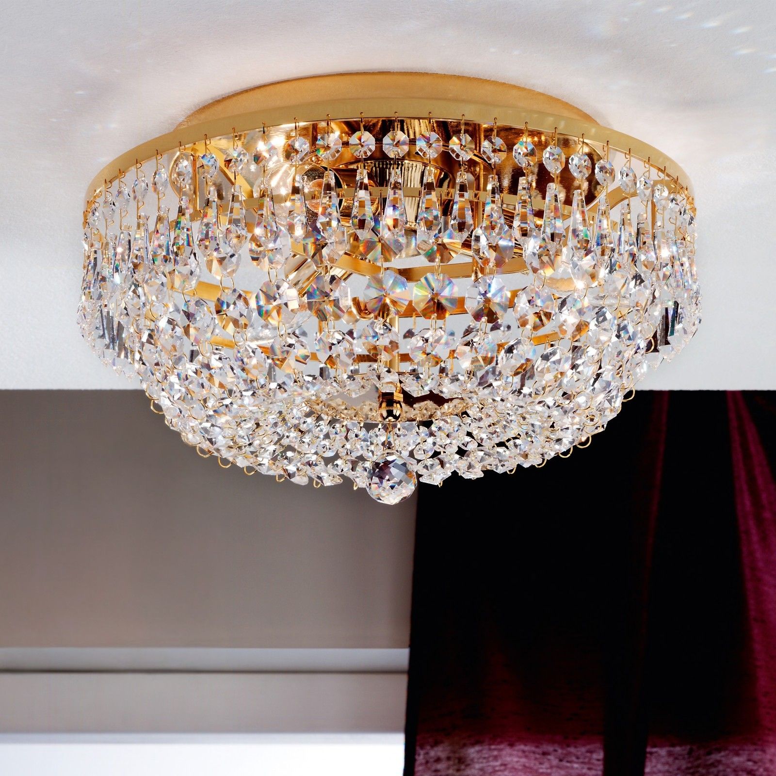 SHERATON ceiling light, 35cm, 24K gold plated