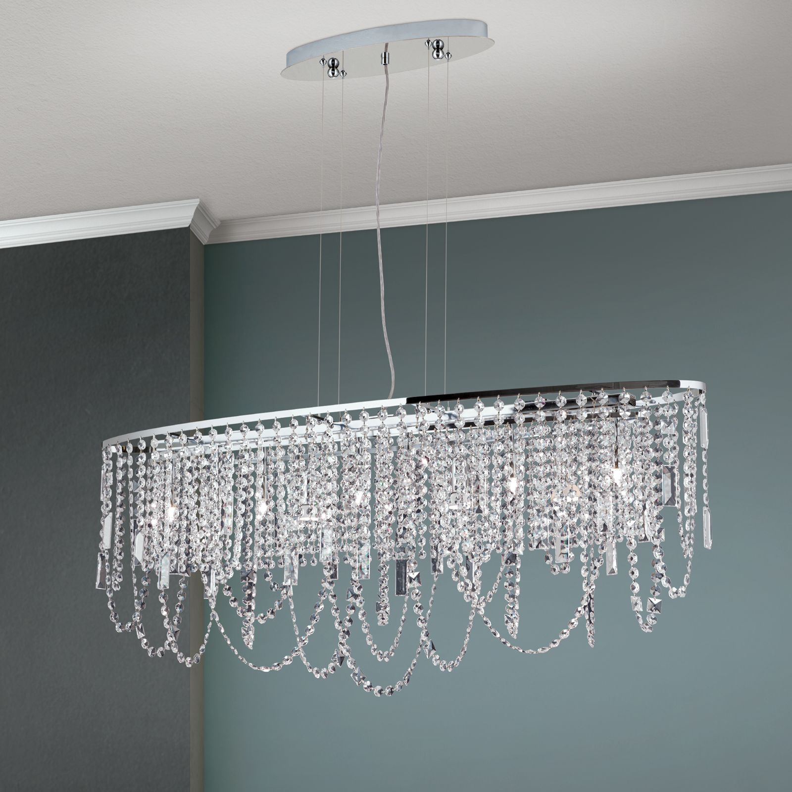 Hängeleuchte KRISTALLDESIGN, Chrom, 110x25cm