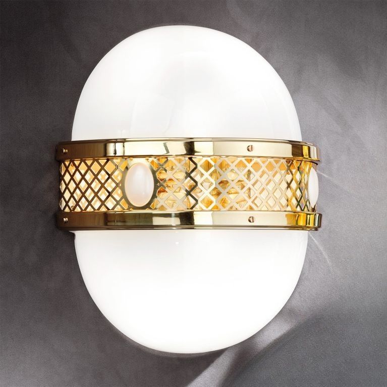 Wall light ALT WIEN, 4-flamps, shiny brass, H39cm