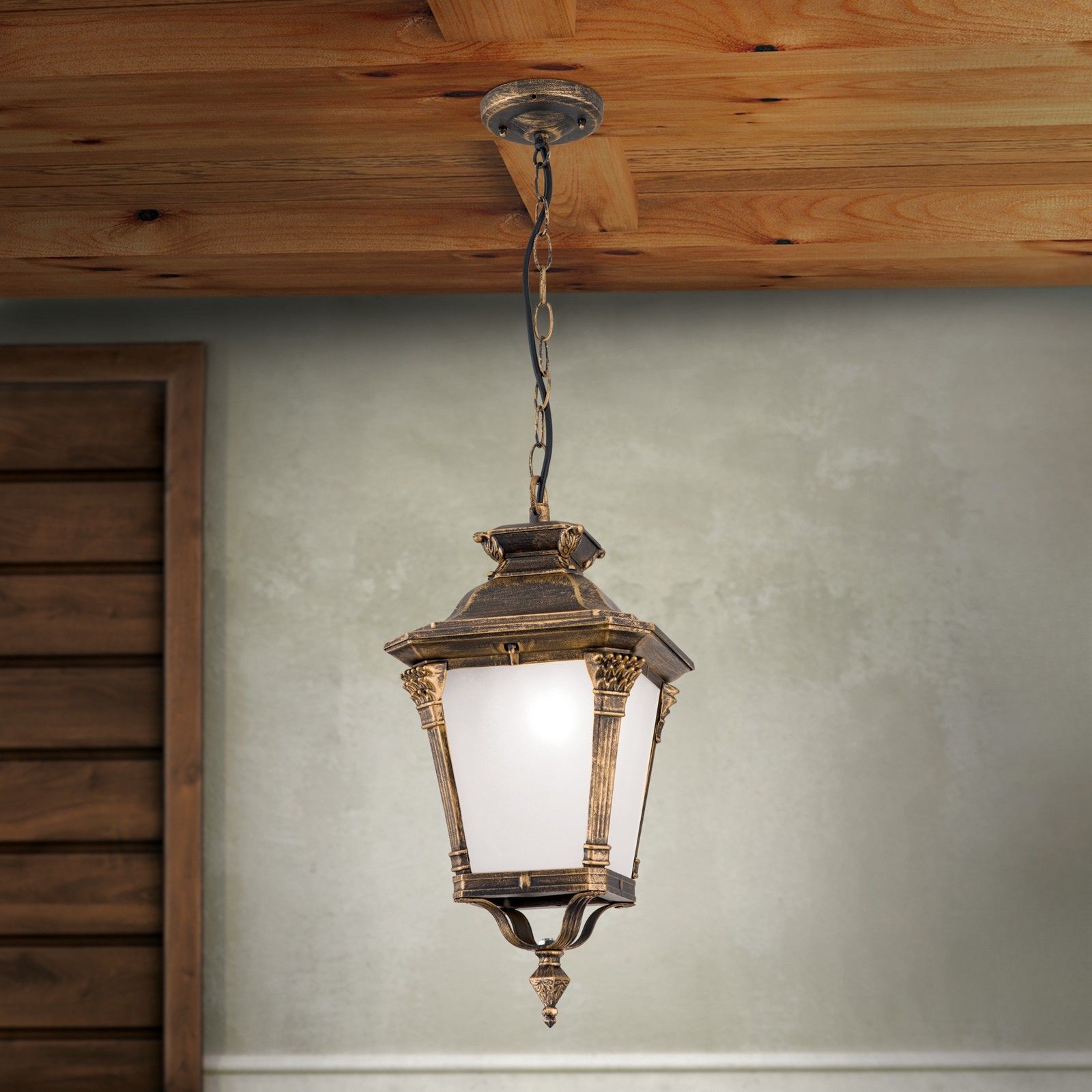 Venkovní závěsné svítidlo AIKO, patina