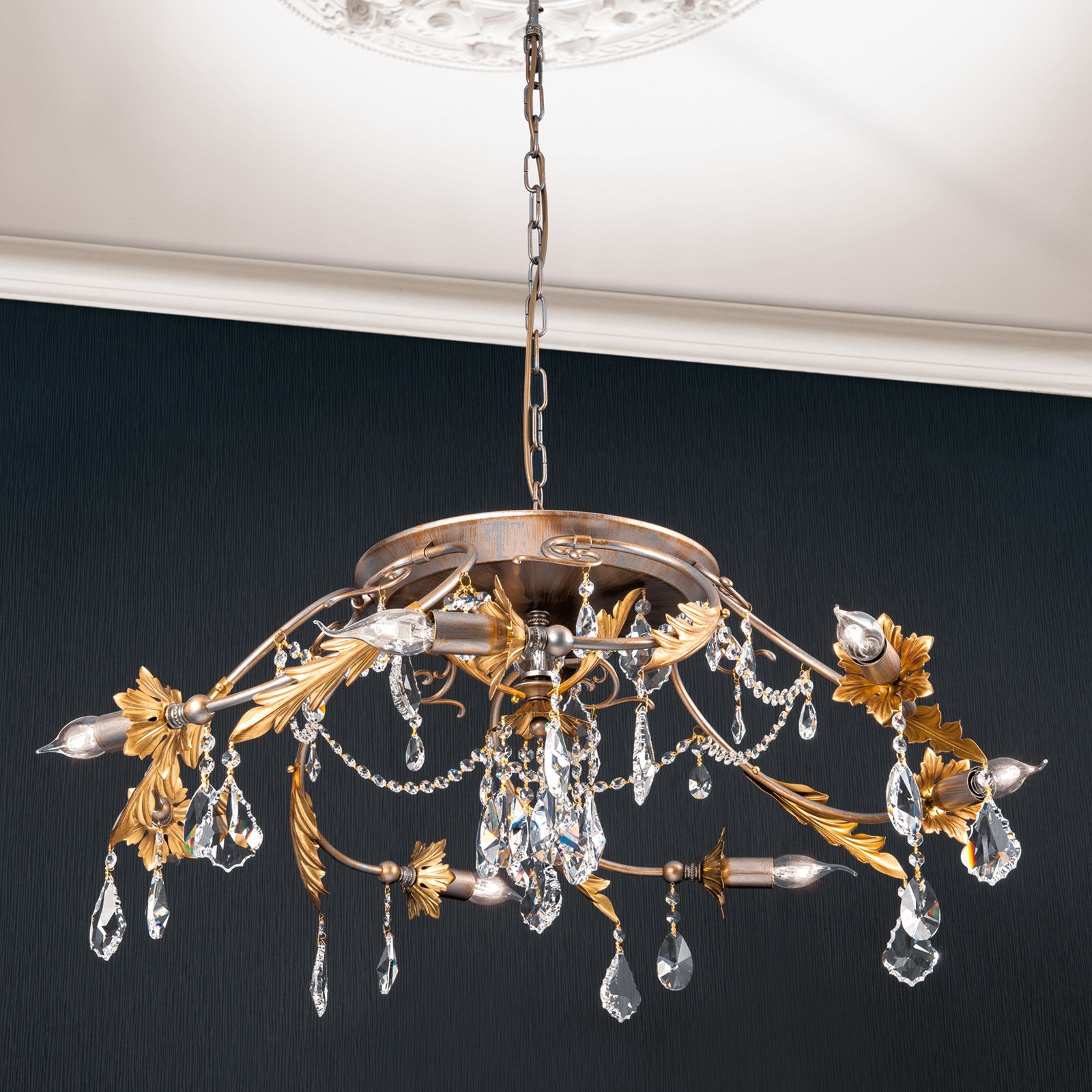 Hängeleuchte MIRAMARE, 7-flammig, Silbergold