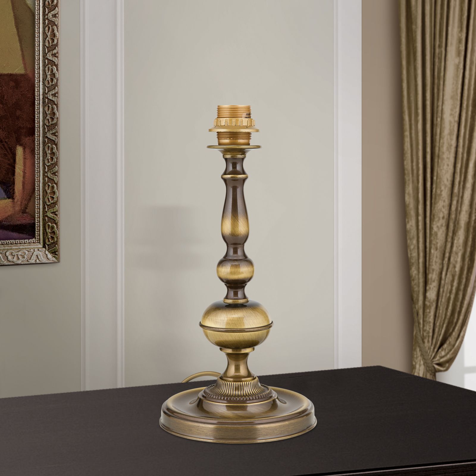 Table lamp base FLÄMISCH, patina, without shade, height 39 cm