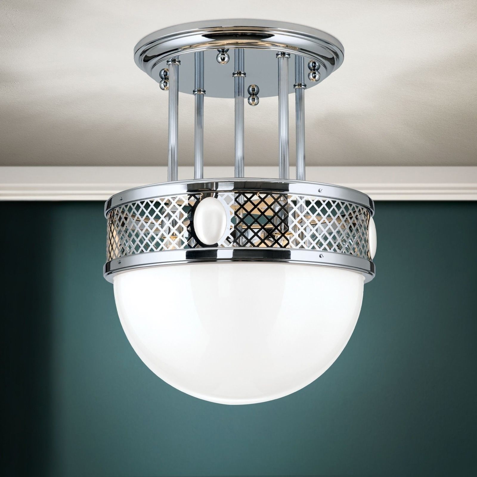 Semi Flush Ceiling Light ALT WIEN, nickel finish, 53cm