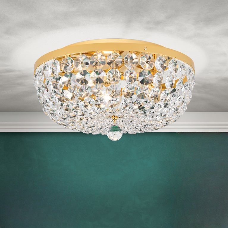 Ceiling chandelier SHERATON, 3-flames, gold, 45 cm