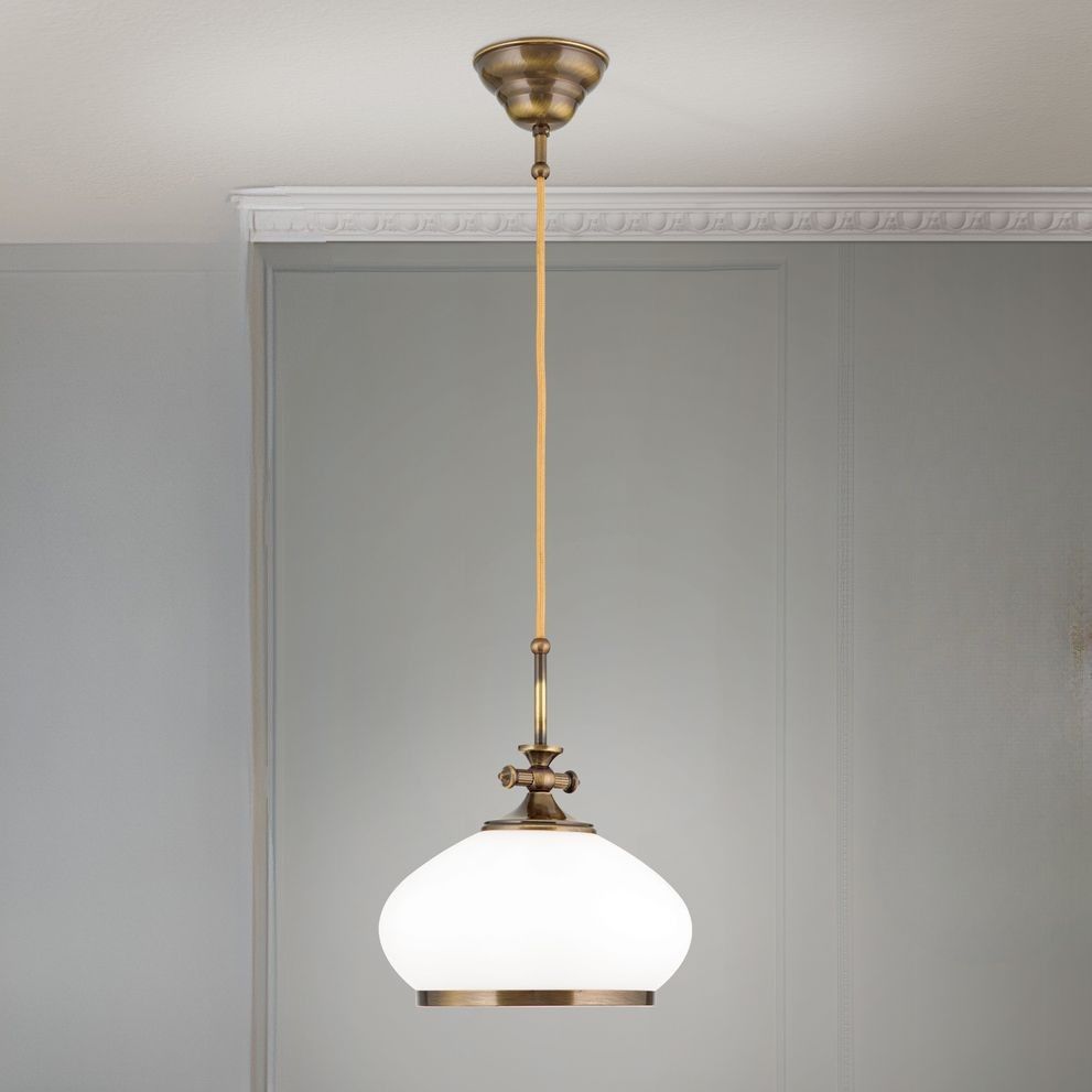 Pendant lamp EMPIRE, antique brass finish, 24cm
