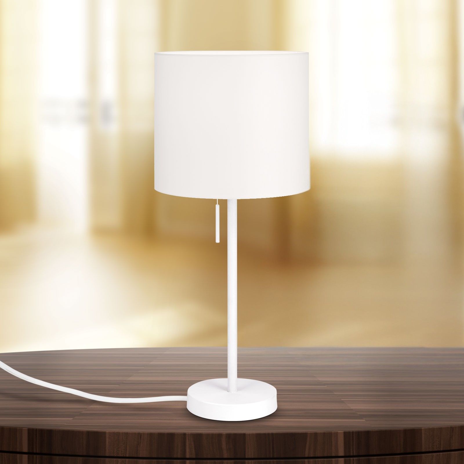 SHADE lampa stołowa mała, biały, z cylindrycznym białym kloszem