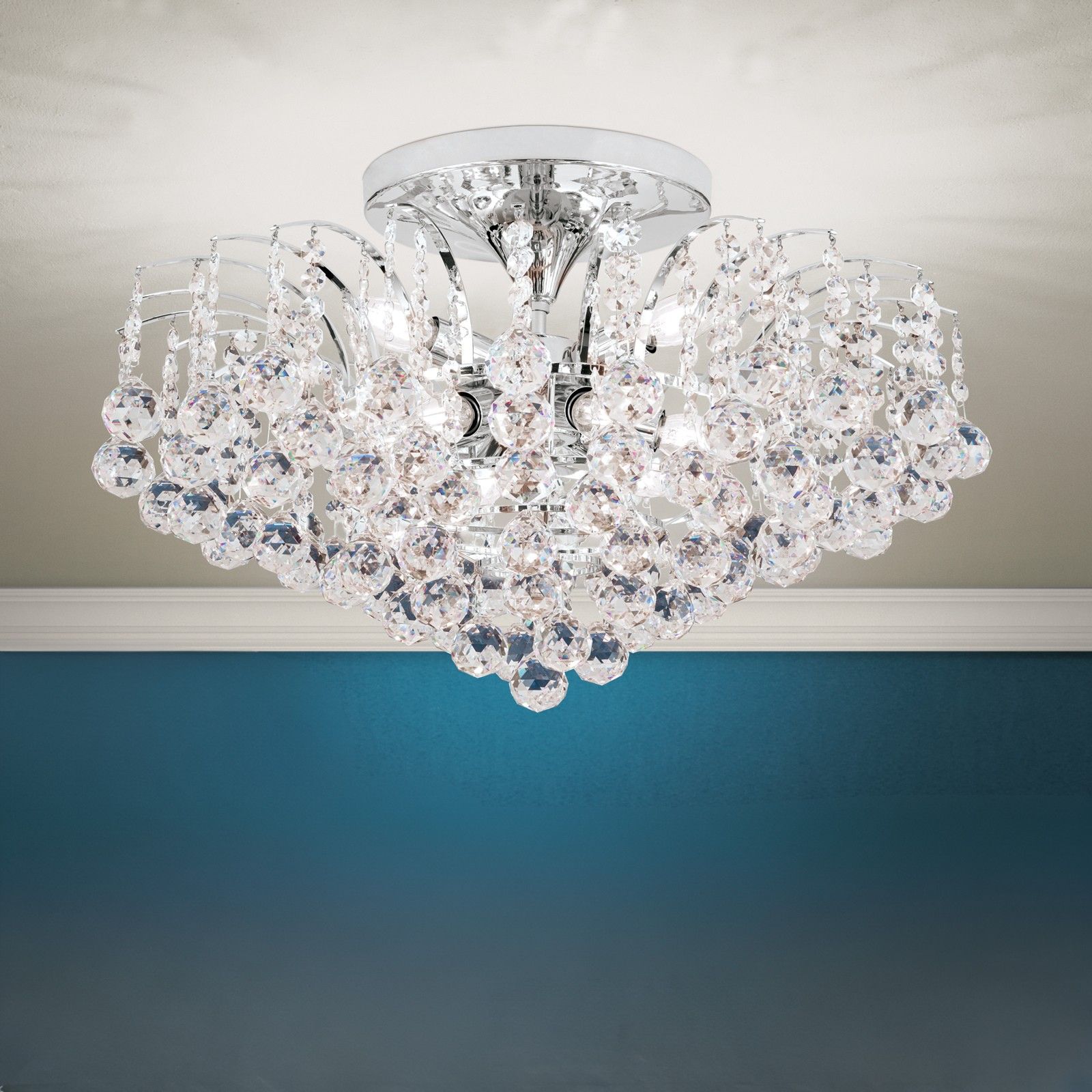Ceiling chandelier KRISTALL KLASSISCH, 9-flames, chrome