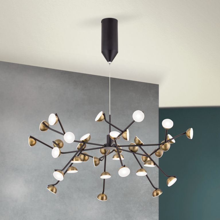 LED pendant lamp BLOSSOM, 36-flames, Antique look