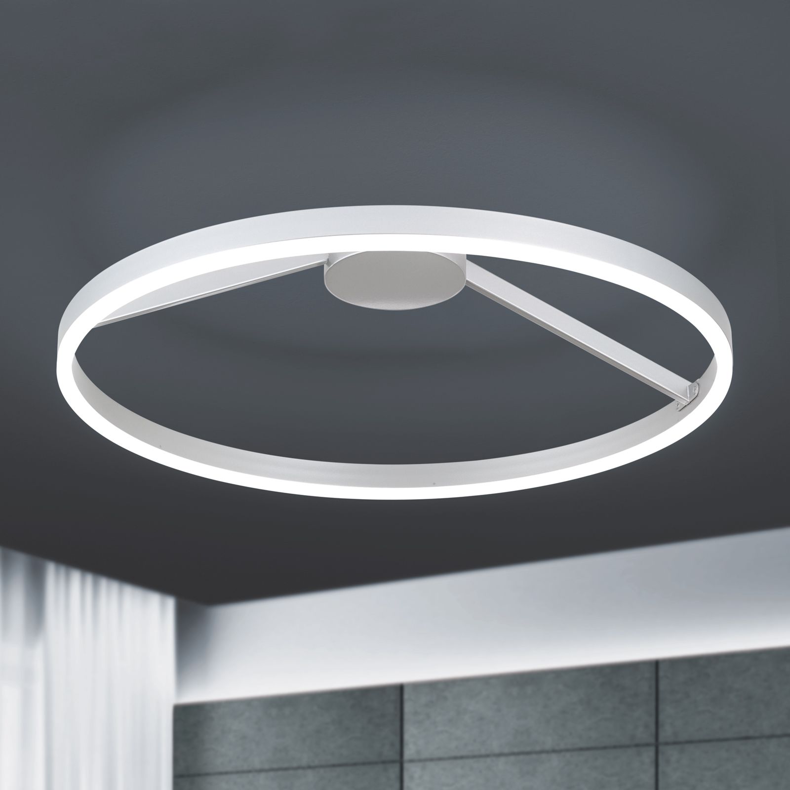 LED ceiling light VLOTTER, dimmable, titanium, Ø 60cm