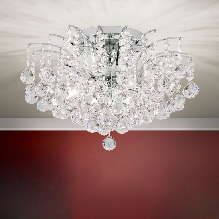 Ceiling chandelier KRISTALL KLASSISCH, 6-flames, chrome