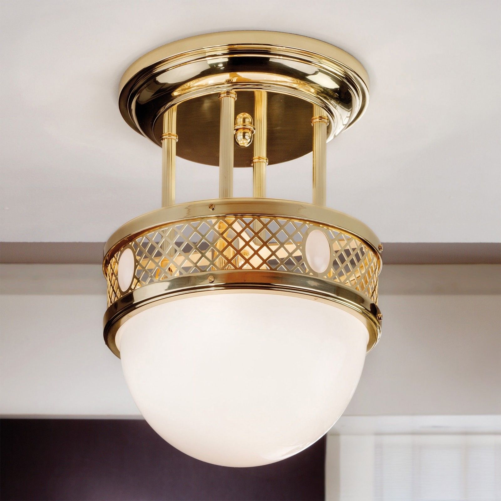 Suspended ceiling light ALT WIEN, shiny brass, 33cm