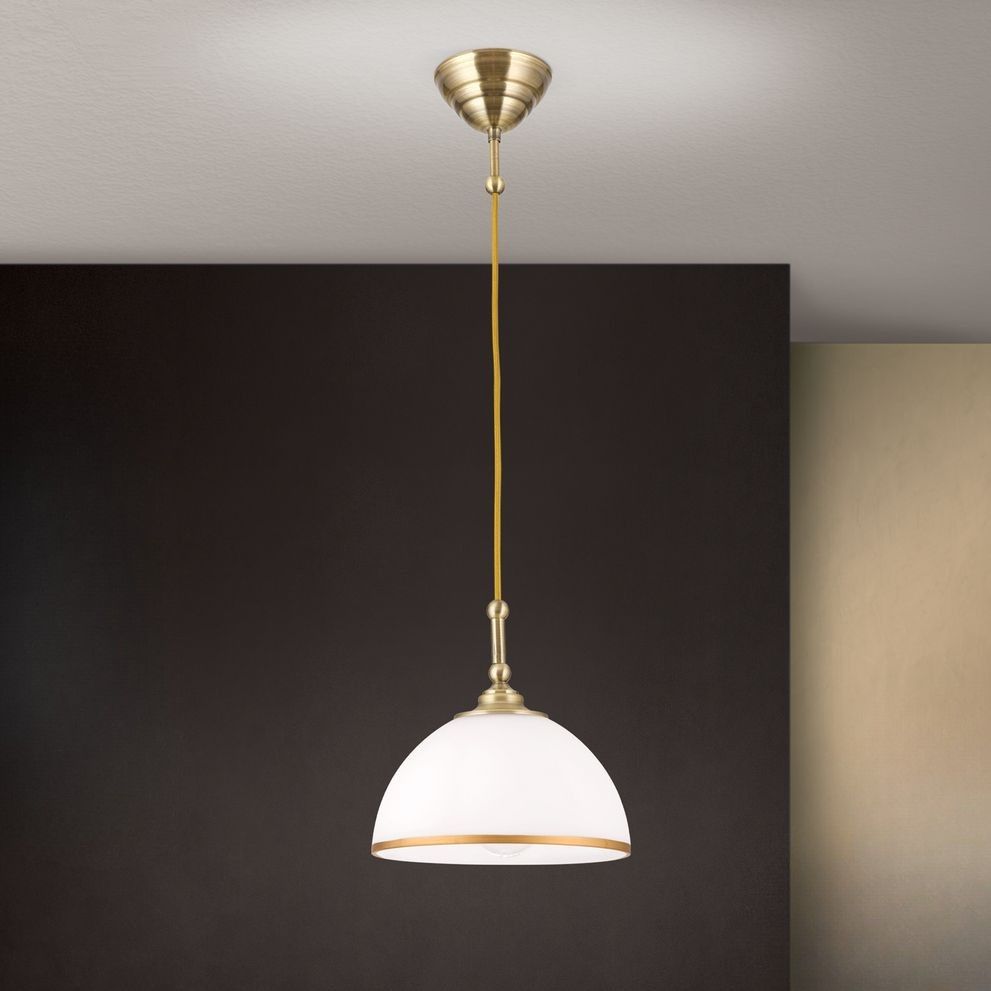 Hängeleuchte OLD LAMP mit Textilkabel, einflammig, Patina