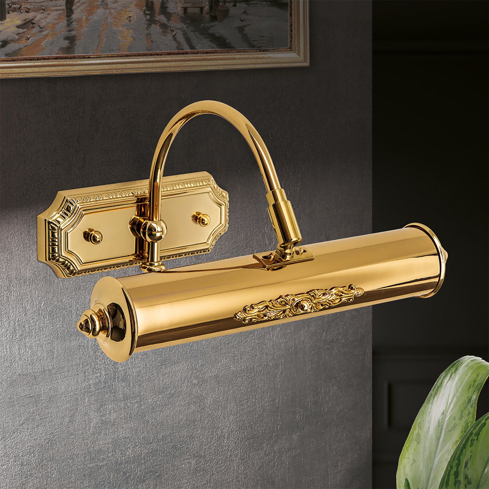 BILDERLEUCHTE, 1+1-flame, gold, with decorative elements