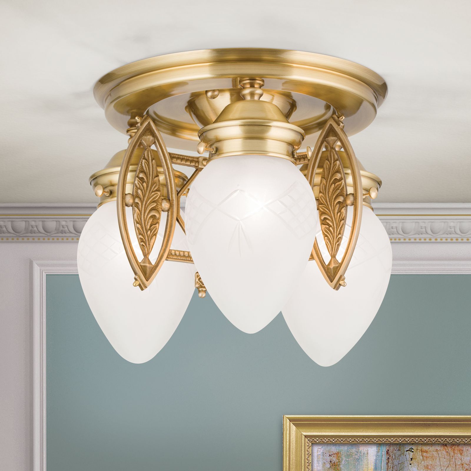 Ceiling chandelier BUDAPEST, 3-flames, bronze