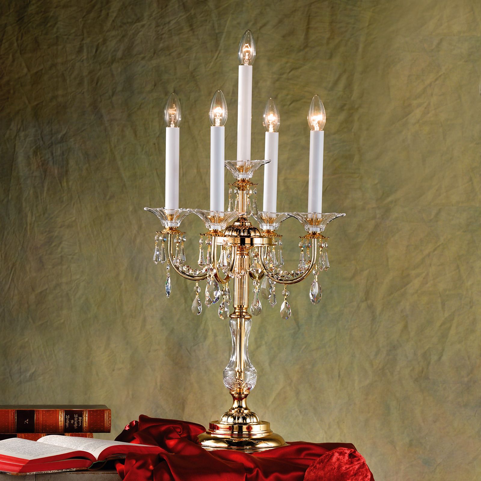 Table lamp KATHARINA, 5 lamps, 24K gold plated