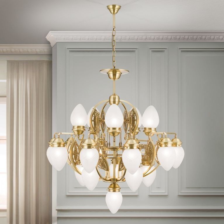 Luster BUDAPEST, 21-flammig, Bronze, mit klar matten Gläsern