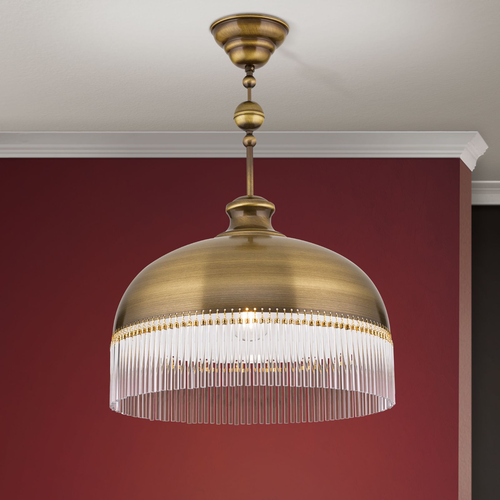 Pendant light STÄBCHENSERIE, antique brass finish