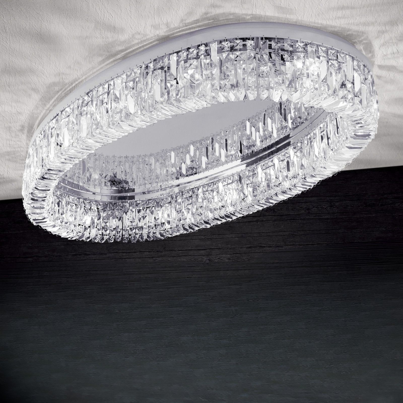 RING ceiling light, 115x63cm, chrome plated