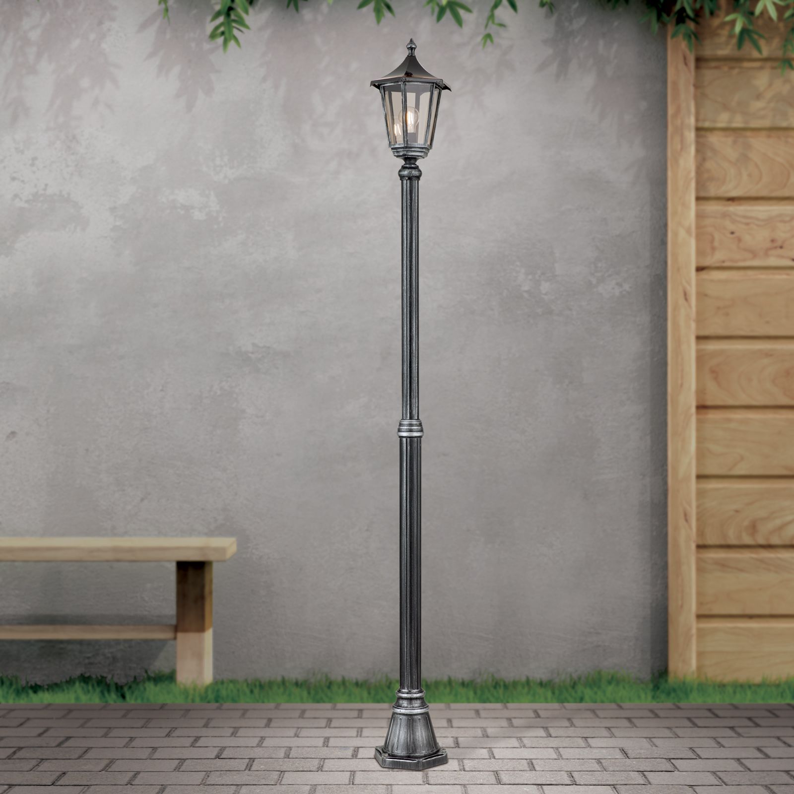 Outdoor Lamp HERMINE, Black silver, H211cm