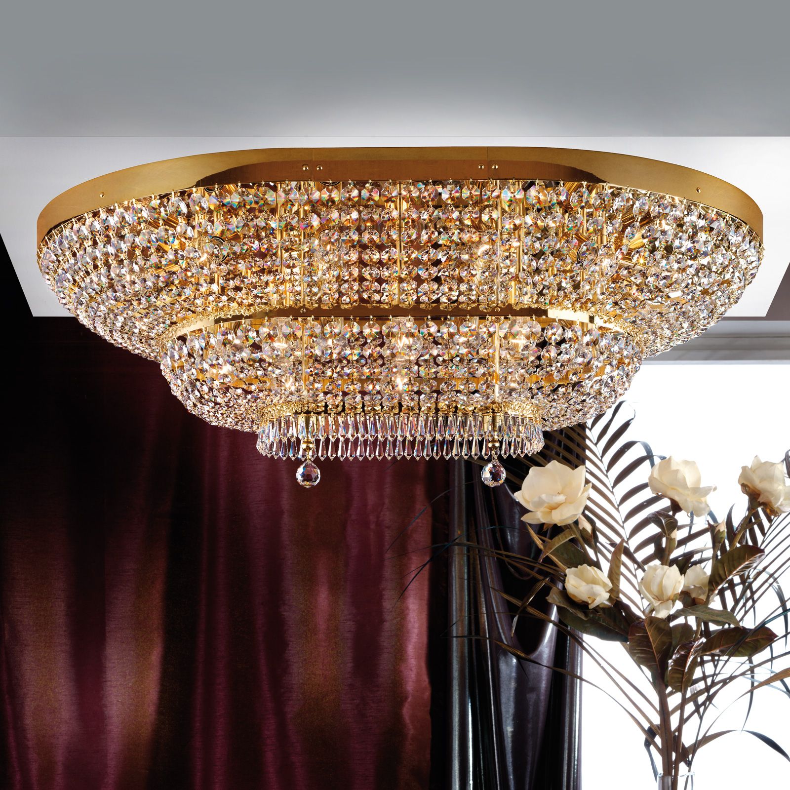 Deckenluster SHERATON, Gold, 120x90cm