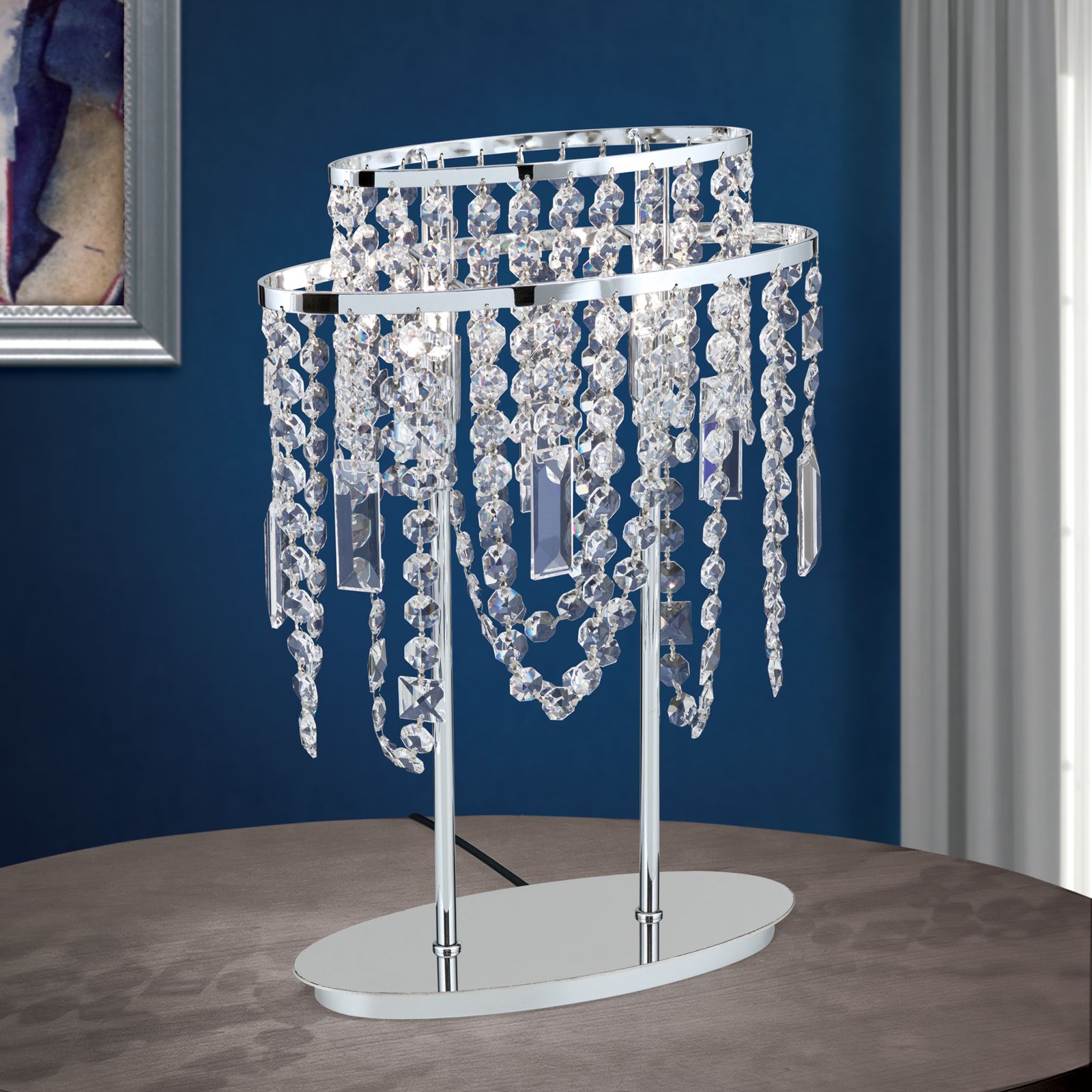 Stolní lampa KRISTALLDESIGN, 2-žárovka, chrom