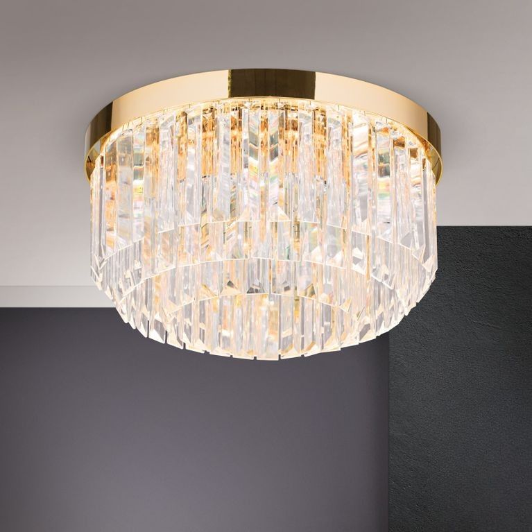 LED ceiling light PRISM, 24 carat gold-plated, Ø 35cm