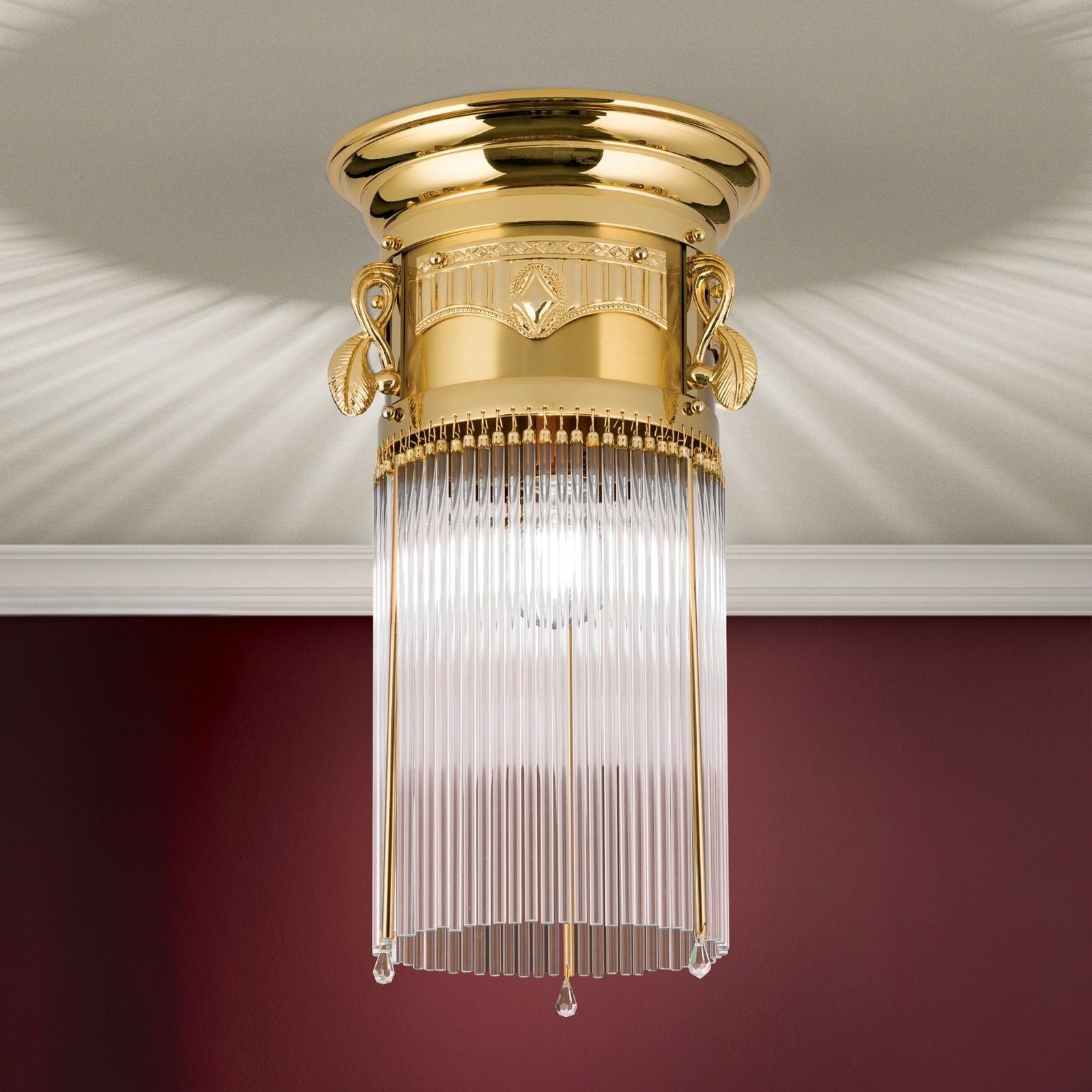 Deckenleuchte ADELE, Gold, mit Stäbchen, 24cm