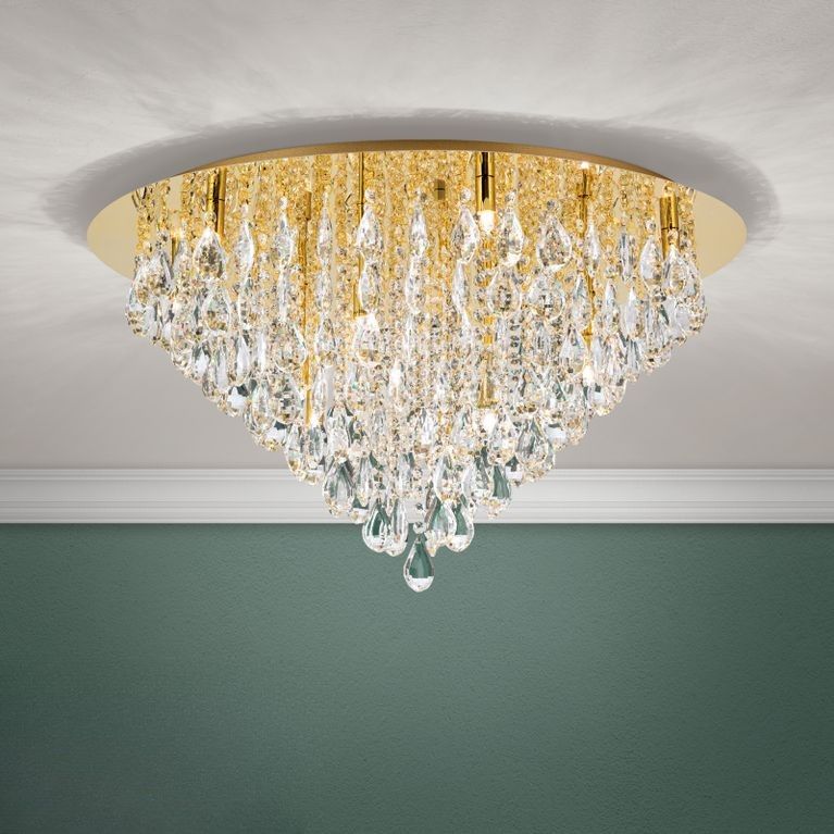 Kristalldeckenleuchte CELESTE, Gold, 75cm