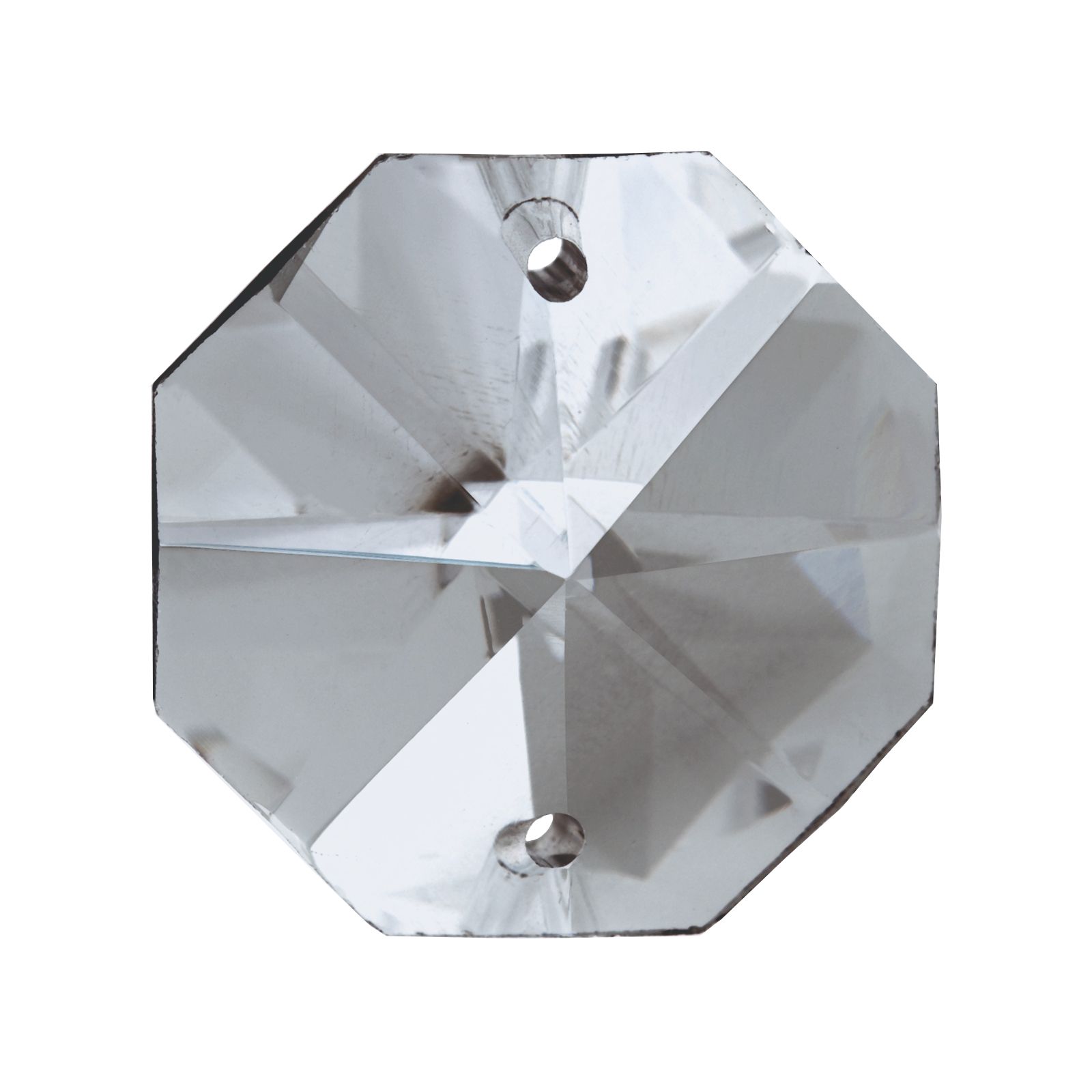 Chandelier crystal octagon T with 2 holes, lead glass, 24mm