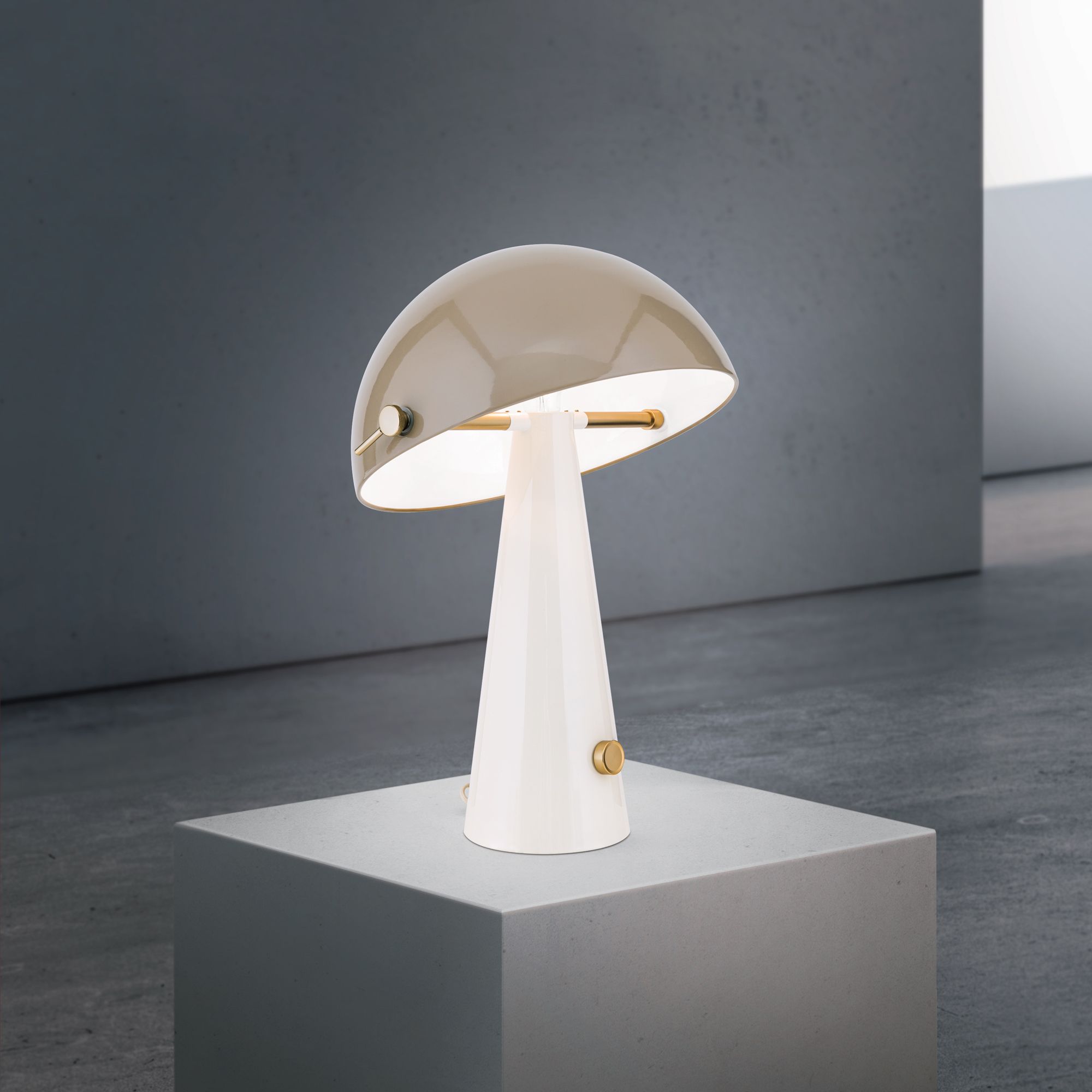 FUNGHI table lamp, height 52 cm, khaki