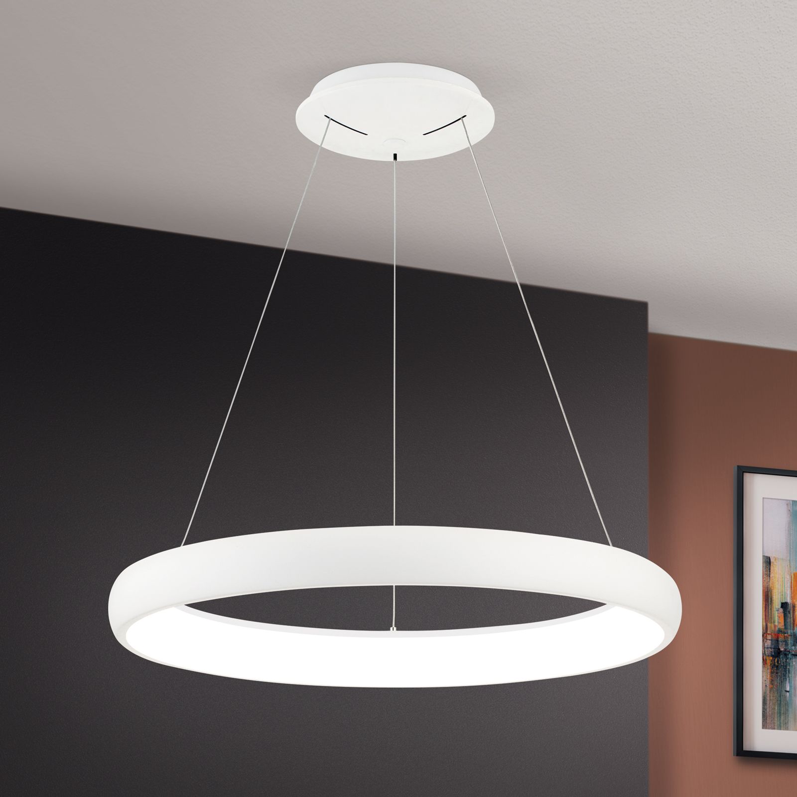 LED pendant lamp VENUS, white, 61 cm