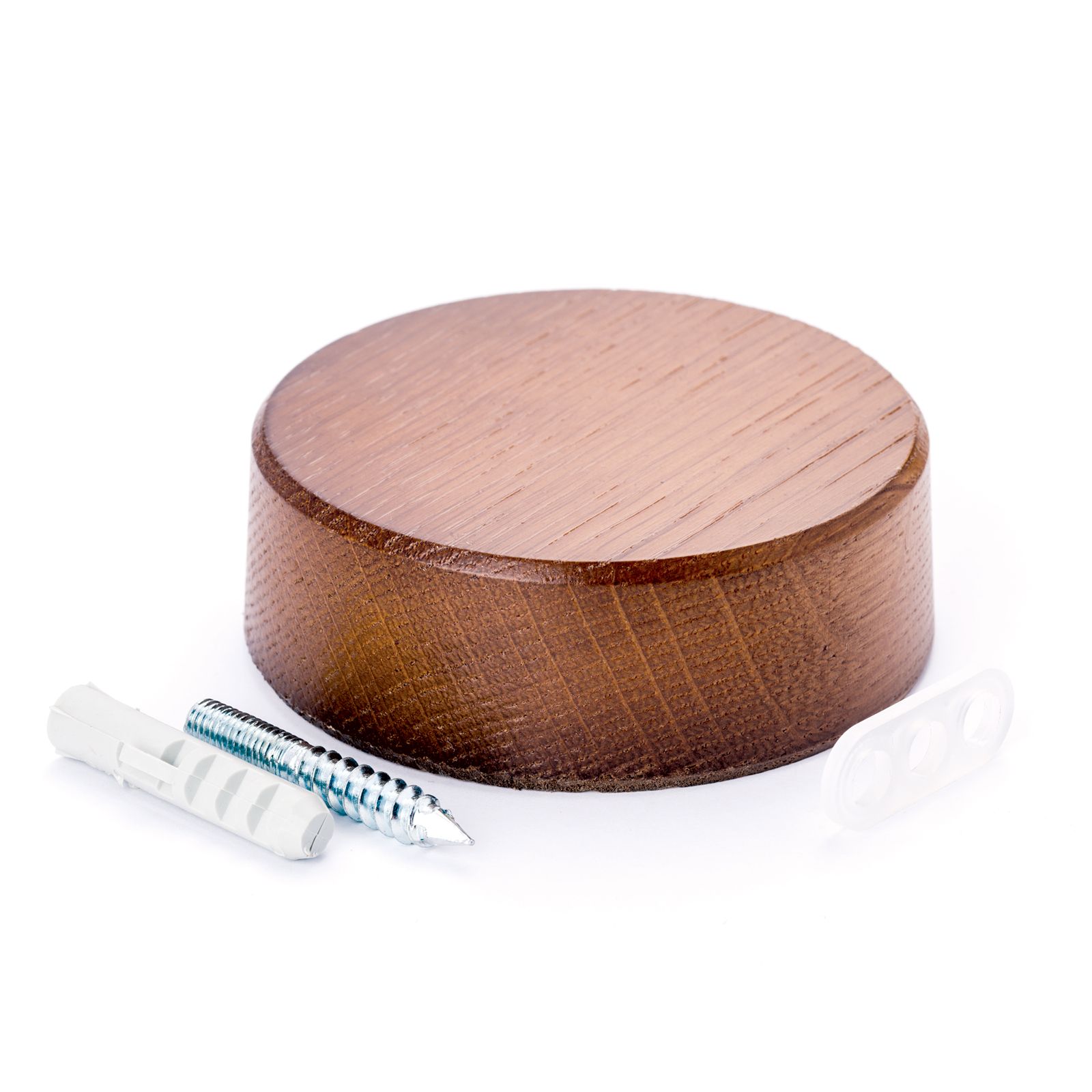 Verteilerdose, Holz, Ø 85 mm, Eiche dunkel