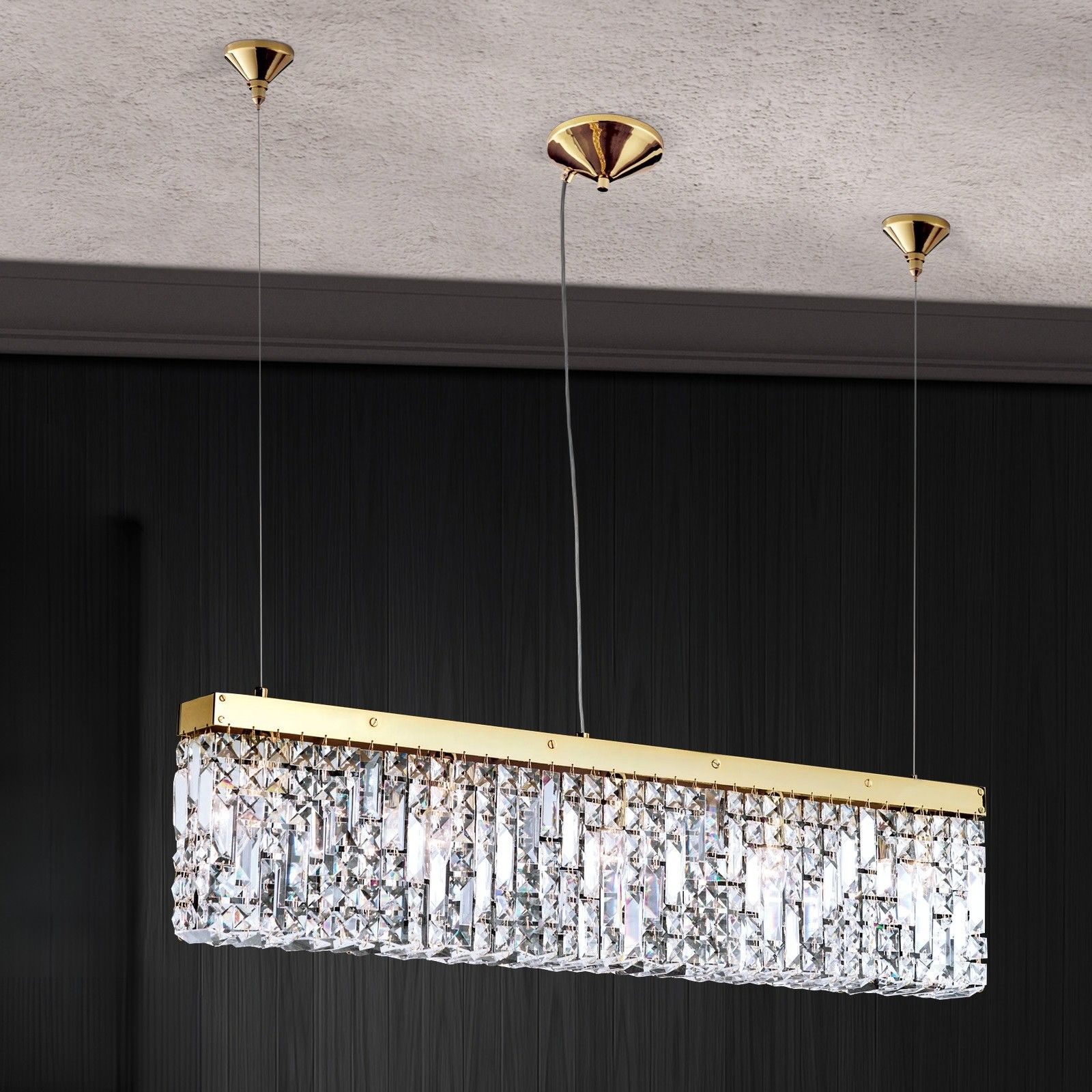 RING rovné závěsné světlo, zlaté, 90 cm