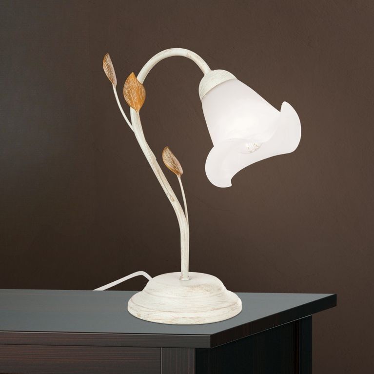 Tischleuchte SISI, Elfenbein mit opalmattem Glas