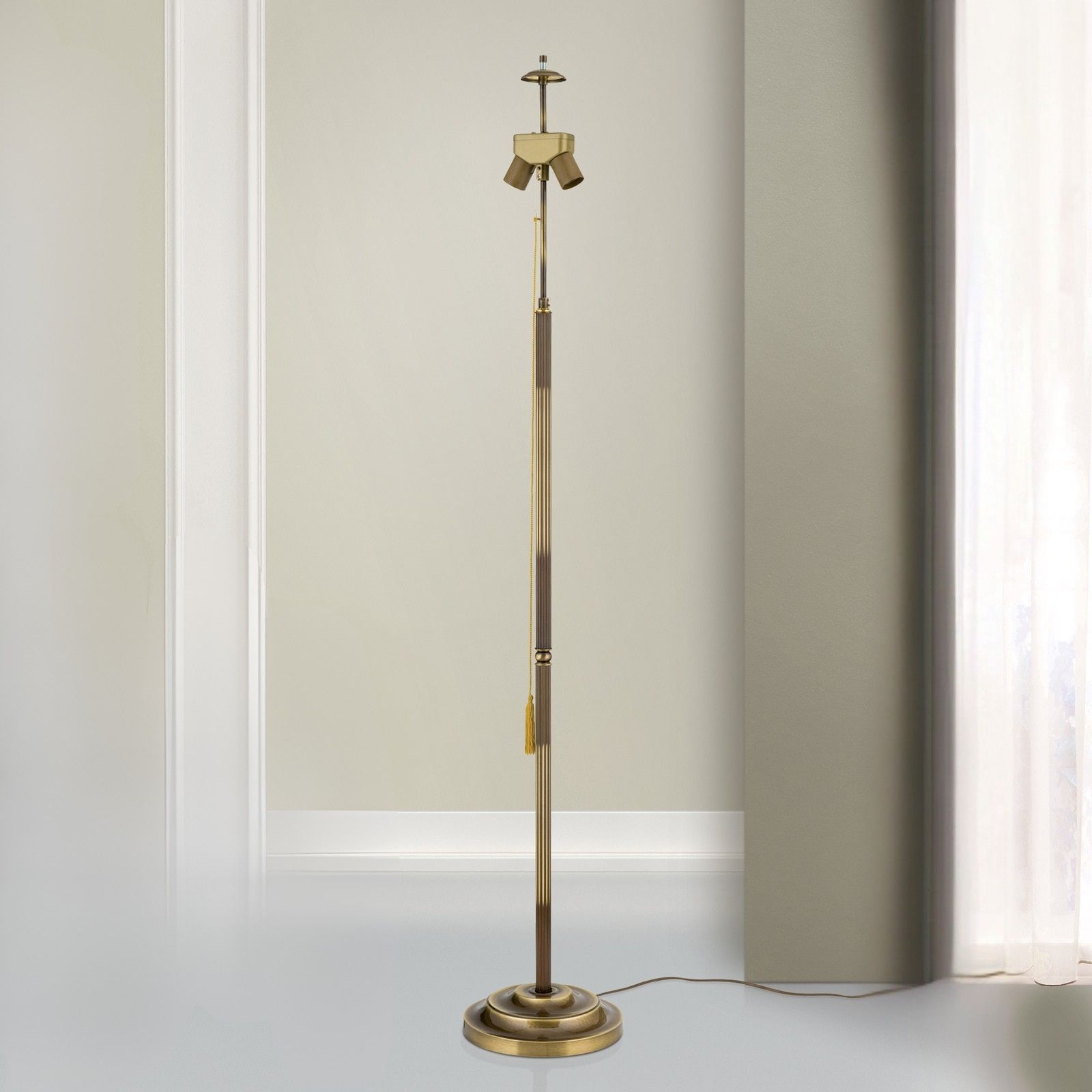 Floor lamp, brass brilliant, without shade, 155,5 cm